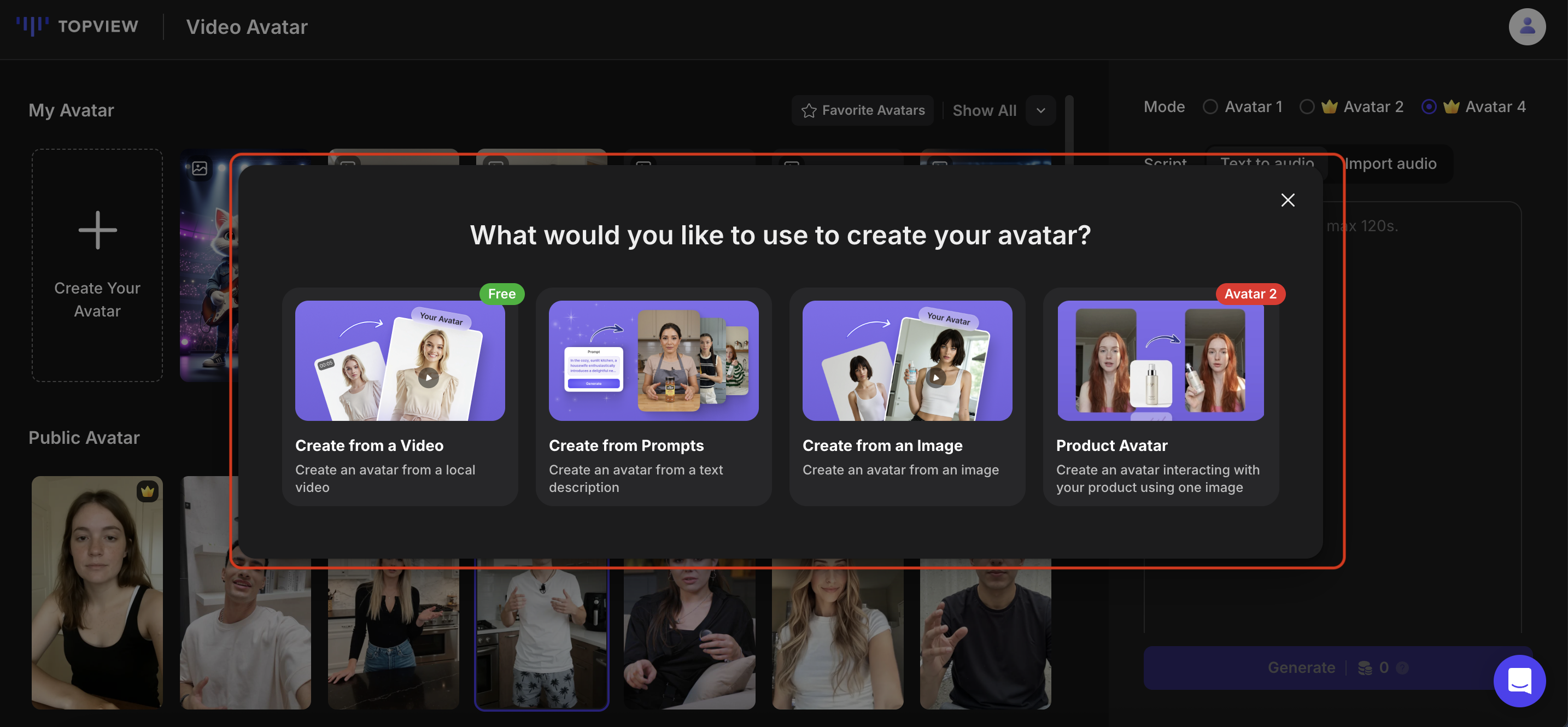 Create Avatar Options
