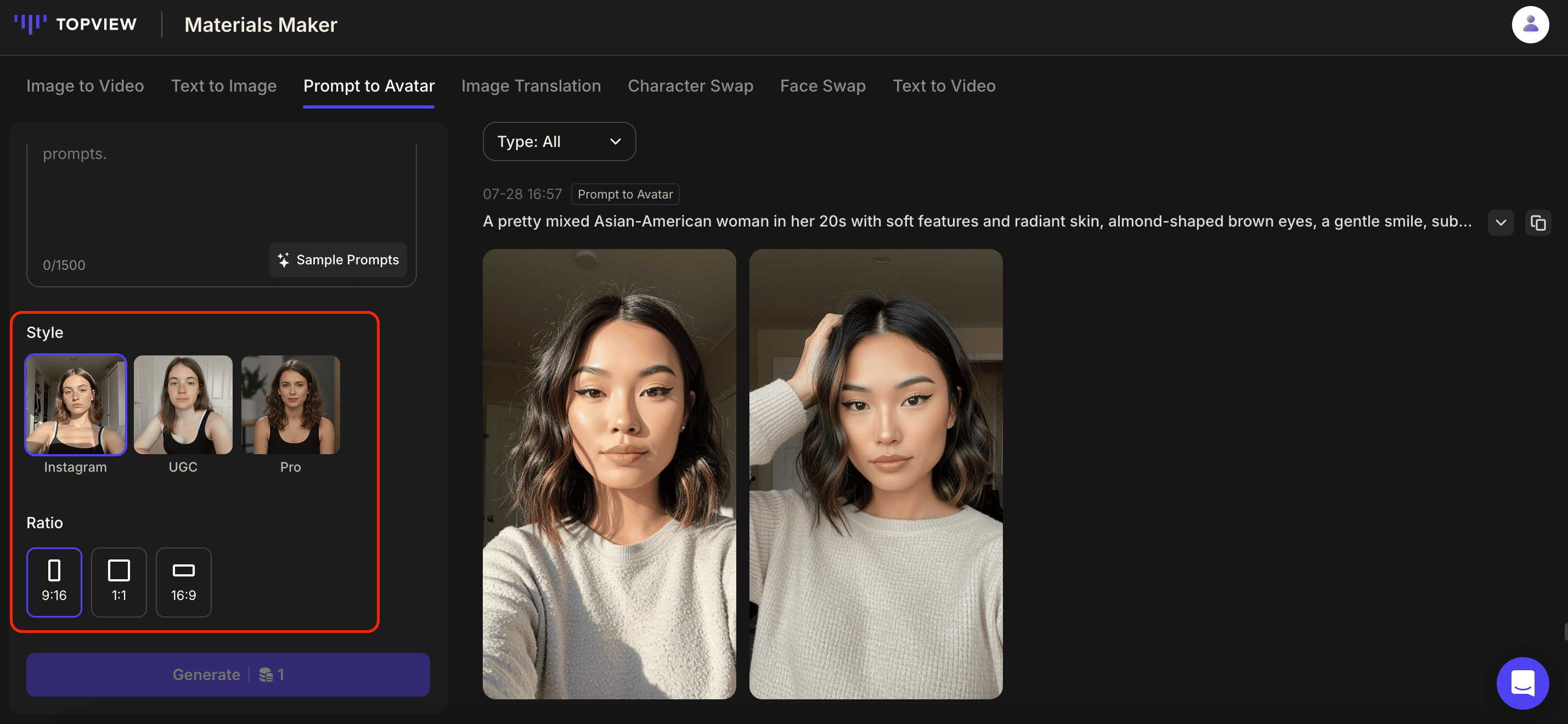 Style and Aspect Ratio