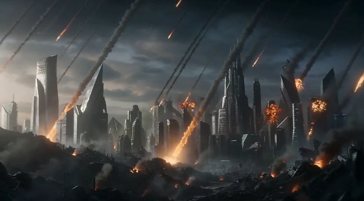 Futuristic city skyline reference image