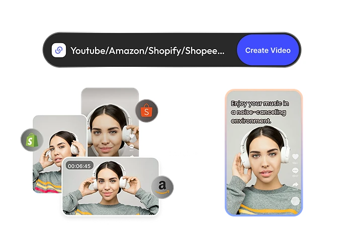 URL to Video - Paste a product link and let Topview Agent automatically parse info and edit a complete product video.