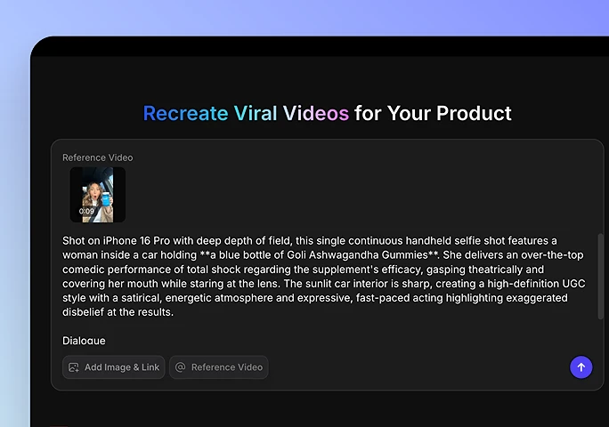 One-Click AI UGC Video Generation - AI UGC Video Generation Step 1