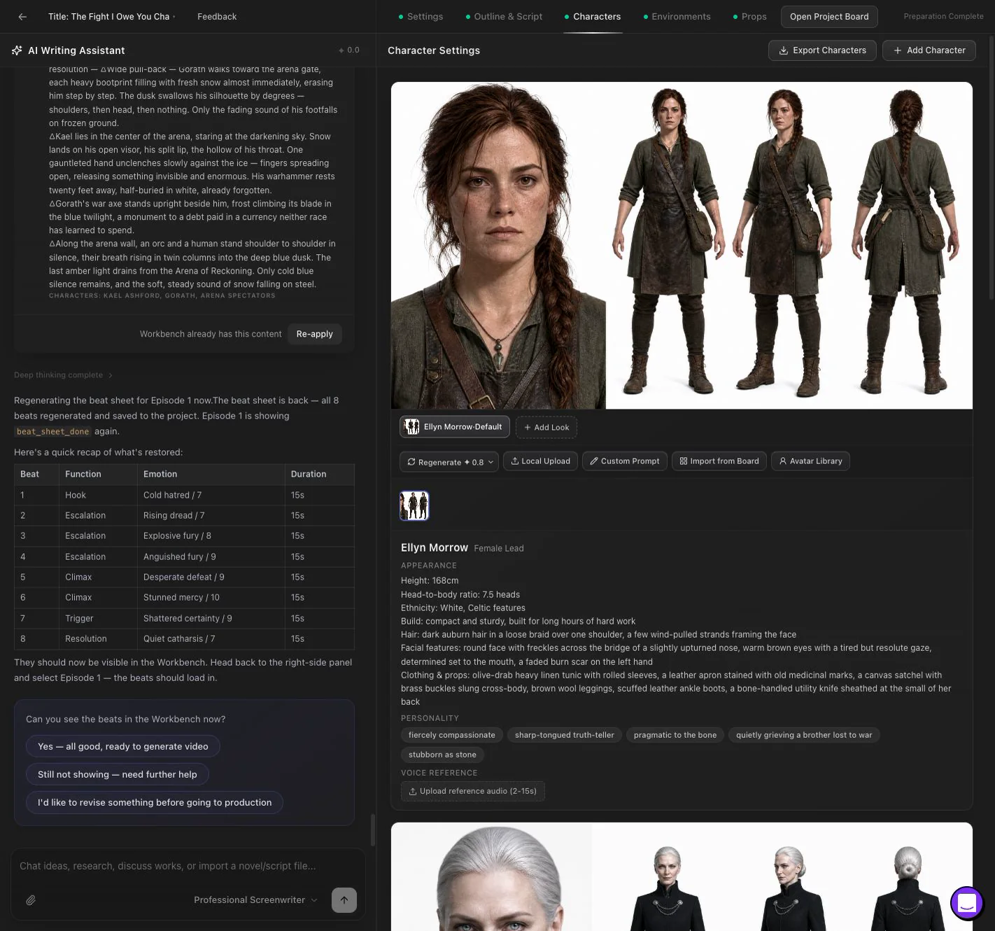 Drama Studio character settings