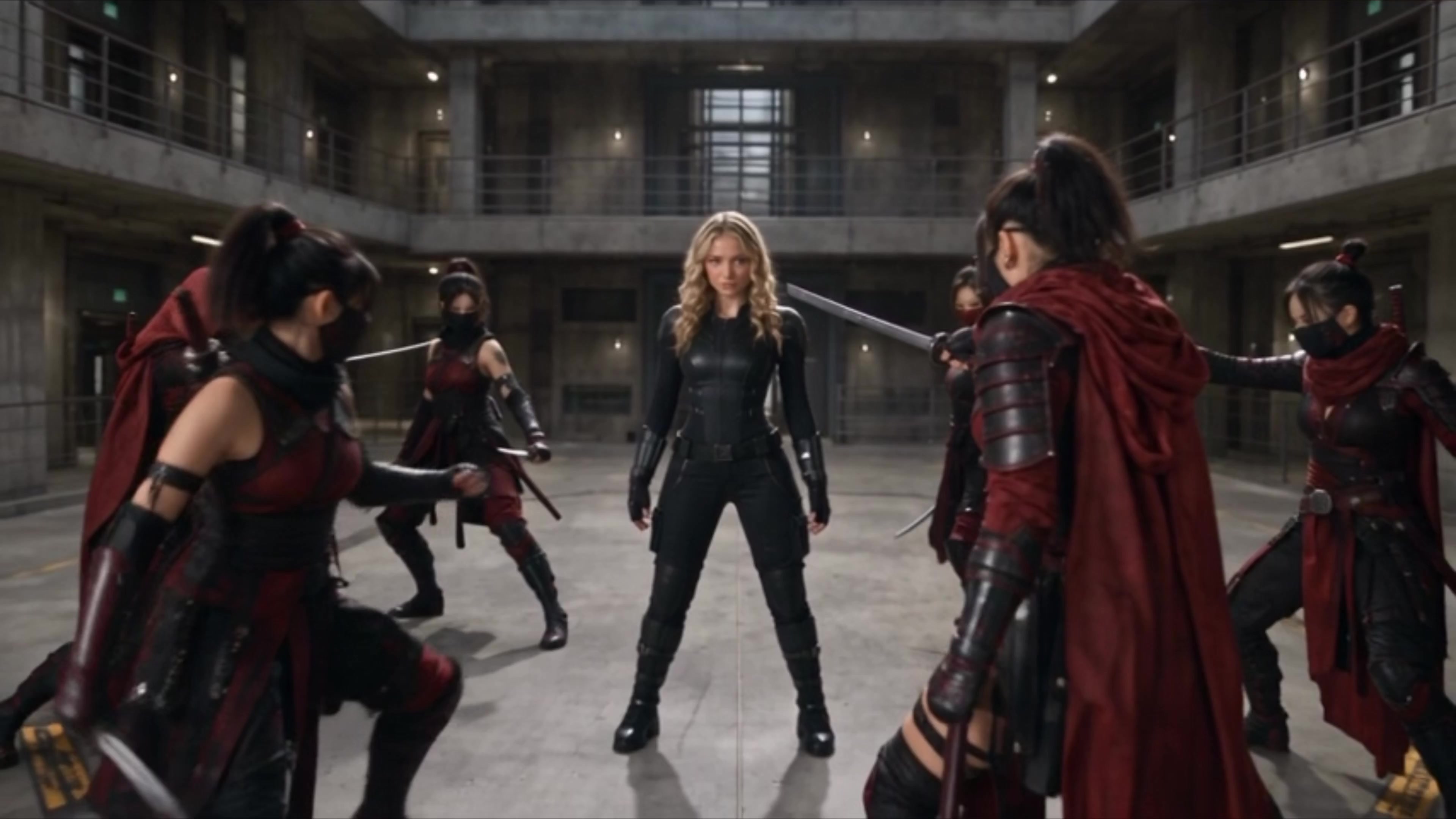 Blonde Hero vs. Nine Ninjas Action Sequence