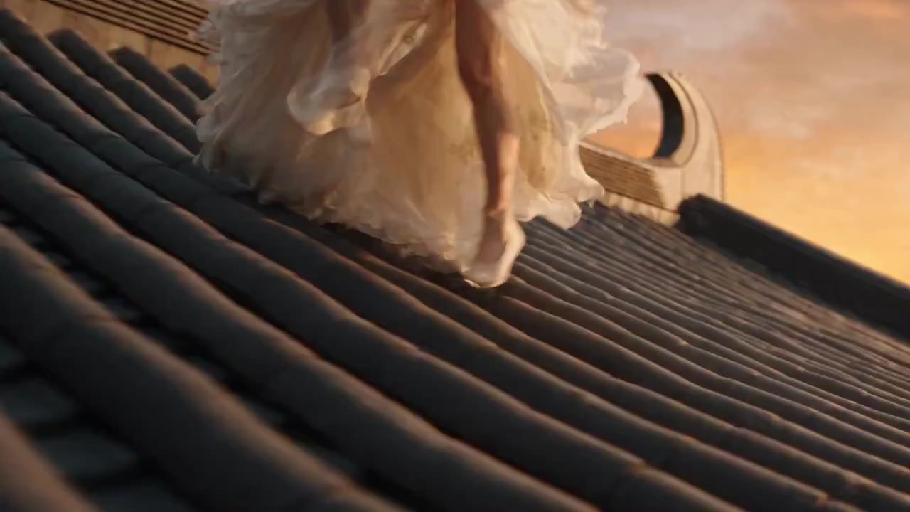 Ancient Chinese Swordswoman Rooftop Chase