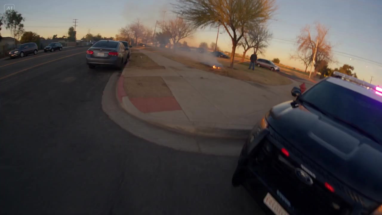 Police Bodycam: Roadside Brush Fire Response